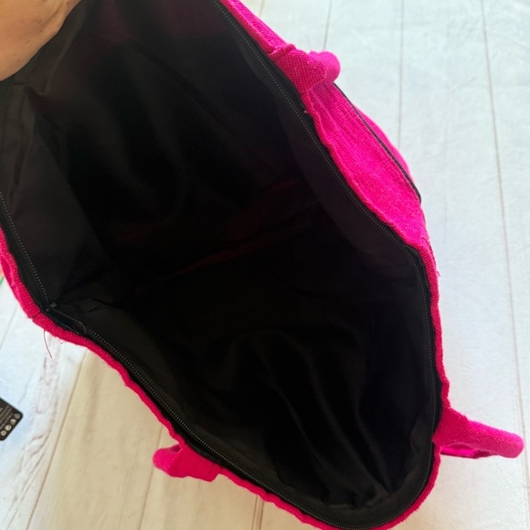 HUMMINGBIRD Embroidered Floral Vibrant Unique Bag Large Pink Zipper Pockets Red - Picture 4 of 11